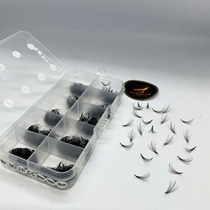 Extensiones de Pestañas Preformadas Wispy 5D/7D/9D Hechas a Mano, Naturales, Largas, Negras Mate, de Pelo Sintético PBT Coreano, Personalizables, Tipo Abanico - Product Image 3