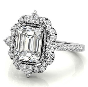 <b>Emerald</b> Cut Moissanite <b>Ring</b> 925 Sterling <b>Silver</b> 14K Gold Plated Prong Setting Solitaire Engagement Art Deco Wedding Certified - Product Image 3