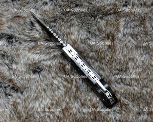 Custom Damascus Steel Folding Pocket Knife Dark African Wood Handle Back <b>Lock</b> EDC Camping Hunting Manufacturer Bulk Supply - Product Image 6