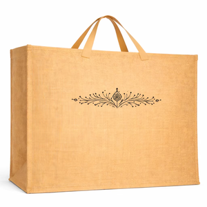 <b>Extra</b> <b>Large</b> Natural Jute Tote Bag with Red <b>Print</b> Eco Friendly Reusable Shopping Grocery Bag Heavy Duty Wholesale Burlap Tote - Product Image 1