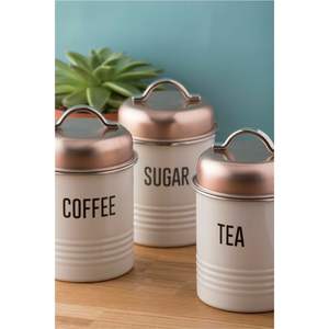 Vintage Enamel Metal Bread <b>Box</b> Set Airtight Kitchen Storage Canisters for Tea Coffee Sugar Durable Countertop Food Containers - Product Image 3
