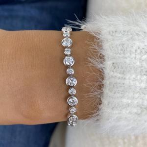 Bracelet tennis en diamant de laboratoire, or jaune massif 14 carats, 4,80 carats, certifié IGI, minimaliste, élégant, idée cadeau pour un anniversaire - Product Image 1