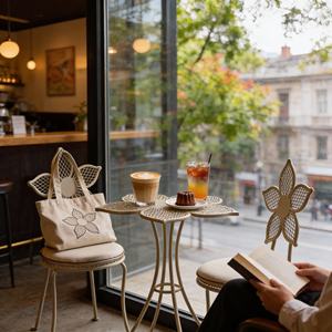 Ensemble de bistrot d'extérieur à motif floral, chaise et table de jardin en métal, ensemble de salle à manger, patio, balcon, jardin, café, terrasse, décoration de style campagnard français - Product Image 2
