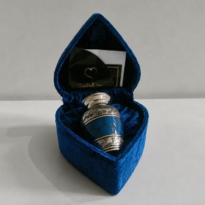 Urna Funeraria de Metal Azul Fuego, Grabada en Latón, para Cenizas de Mascotas, de Latón/Aluminio, Duradera, Ecológica y Personalizable - Product Image 2