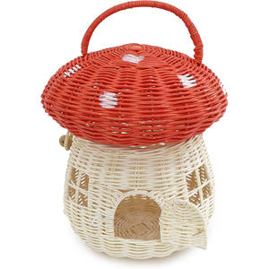 Toddler handbags red rattan mushroom basket toys handmade kids toy <b>wicker</b> mushroom handbag baskets - Product Image 2