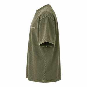 เสื้อยืดโอเวอร์ไซส์แขนสั้นคอกลมสีเขียวมะกอกสำหรับผู้ชาย Warpro ผ้าฝ้ายลำลอง - Product Image 3
