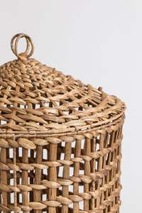 Panier de rangement écologique en jacinthe d'eau tressée avec couvercle, organisateur naturel fait main pour la maison, la salle de bain, les chambres, vente en gros - Product Image 4
