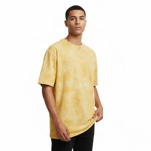 Camiseta de algodón de alta calidad con diseño de marca, estampado bajo demanda, lavado ácido, efecto desgastado, corte cropped y ajuste holgado para hombre. - Product Image 5