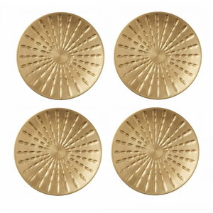 Luxury <b>Gold</b> Metal <b>Coasters</b> Set Of 4 Textured Starburst Engraved Brass Drink <b>Coasters</b> For Hotel Restaurant And Home Table Decor - Product Image 1