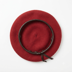 OEM ODM Custom Wool Felt <b>Beret</b> Hat Hand Embroidered Leather Sweatband Custom Logo Available - Product Image 4