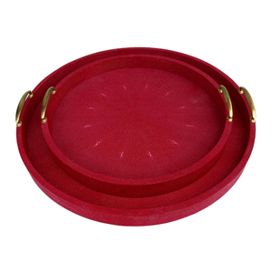 Plateaux de service ronds de luxe en galuchat pour table basse ou décor de salon pour la Saint-Valentin OEM/ODM Bienvenue - Product Image 5