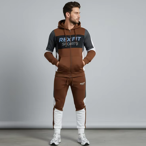 Survêtement coupe-vent en molleton de coton épais de haute qualité, personnalisé avec logo brodé et bandes réfléchissantes, grandes tailles, ensemble hiver OEM - Product Image 1