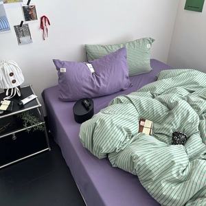 Juego de Edredón de 4 Piezas con Rayas Azules y Amarillas, Ropa de Cama de Algodón Suave, Funda de Edredón y Fundas de Almohada para el Hogar - Product Image 3