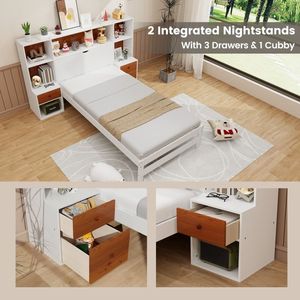 Struttura letto in legno con testiera contenitore e comodini - Product Image 4
