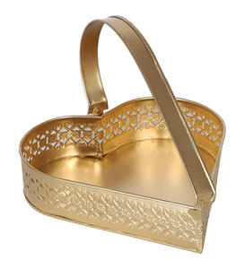 Cesta de Metal en Forma de Corazón, Cesta Decorativa para Almacenamiento de Flores, para el Hogar, Templo, Sala de Oración, Decoración Pooja, Organizador de Mesa - Product Image 1