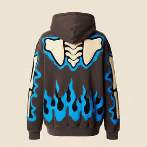 New Arrival Custom Embroidered <b>Gothic</b> Oversized Zipper-Up <b>Hoodie</b> Washed 100% Cotton 220 Grams Men's <b>Hoodie</b> - Product Image 2