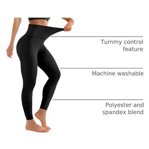 Leggings longs taille haute pour femmes, noirs, en tricot, spandex, nylon, coupe ajustée, respirants, pantalons d'été sportifs - Product Image 6