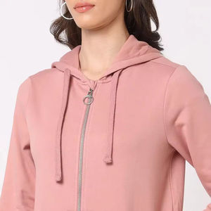 Sudadera con capucha y cremallera completa con logotipo personalizado para hombre, chaqueta informal de forro polar con bolsillos canguro y puños acanalados - Product Image 5