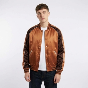 Vestes en satin de soie cuivrée pour hommes, classiques, à fermeture éclair intégrale, col et poignets côtelés, légères, décontractées, vestes d'extérieur urbaines - Product Image 1