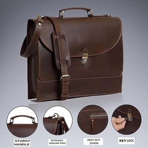 Housse pour ordinateur portable en cuir véritable de qualité supérieure, grande capacité, antivol, design imperméable, logo personnalisé, portable - Product Image 3
