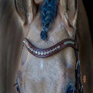 Diadema de cuero acolchada clásica hecha a mano con cristales y pedrería Mega Bling incrustados en canales vacíos, disponible en tallas Full y Cob. - Product Image 1