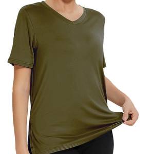 Camisetas de Mujer con Logotipo Personalizado, Básicas, de Manga Corta, Cuello en V, Tallas Grandes, Ropa de Moda, Holgadas, Ligeras, Casuales, para Verano - Product Image 1