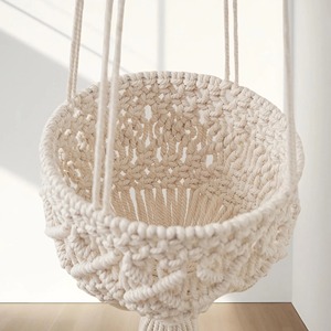 Panier suspendu en macramé bohème, parfait pour les fruits, les légumes, les plantes, rangement élégant pour la cuisine et décoration intérieure, en provenance d'Inde - Product Image 6