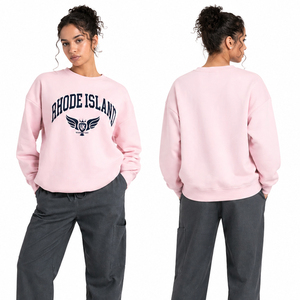 Sweat-shirt à col rond surdimensionné pour femmes, rose, décontracté, imprimé Rhode Island, coupe ample, en molleton de coton - Product Image 1