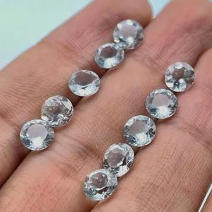 Piedra Suelta de Aguamarina Azul Cielo Natural, Piedra de Nacimiento de Marzo, Corte Brillante de 6mm con Juego de Color, Certificada por Terceros para Joyería - Product Image 2