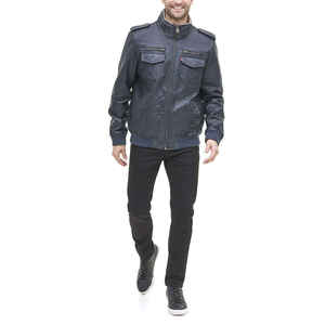 Men's PU Leather Moto Jacket Turn-down Collar Zipper Closure Faux Fur Lining Solid Color Winter Biker Style Thick <b>Coat</b> - Product Image 2