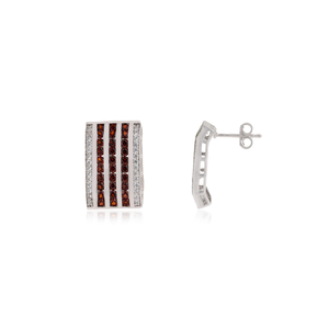 Handmade Stunning 925 <b>Sterling</b> <b>Silver</b> Natural Garnet & Diamond Statement Earrings For Women's Party Wear Jewelry - Product Image 3