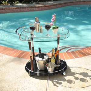 Anne Home - Carrito de Servicio con Detalles Cromados, Carrito Rodante para Sala de Estar, Mueble de Bar Moderno para el Hogar, 75.5Lx47.62Wx69.53H cm - Product Image 6