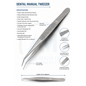 Al Mida Healthcare Dental Class I Surgical Tweezers Stainless Steel Gold Tip CE Certified ISO13485 Certified Lifetime Warranty - Product Image 6