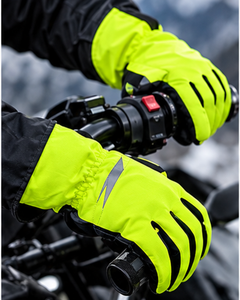 Gants de moto unisexes jaunes fluo légers, imperméables, antidérapants, à doigts complets, avec fermeture auto-agrippante, réfléchissants, pour karting - Product Image 1