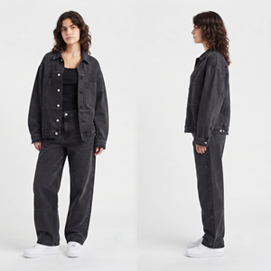 Conjunto de Pantalones Anchos y Chaqueta Vaquera con Botones para Mujer, Estilo Deportivo, Transpirable, Resistente al Viento y Ecológico - Product Image 5