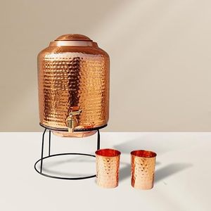 Distributeur d'eau en cuivre avec finition martelée, fonctionnement manuel, usage domestique - Product Image 1