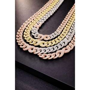 Cadena de Eslabones de Lujo Estilo Hip Hop con Incrustaciones de Diamantes, Plata 925, Oro 10K 14K, Collar Inspirado en Raperos para Hombre, Joyería Urbana - Product Image 1