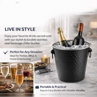 Seau à glace isotherme en acier inoxydable à double paroi de qualité supérieure avec poignées annulaires, pour vin, champagne et bière, idéal pour les fêtes et les bars