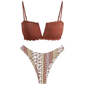 New Arrival Women's High Quality Eco-Friendly Quick Dry Print Two Piece <b>Bikini</b> <b>Set</b> for Beachwear Swimwear - Product Image 1