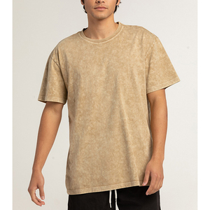T-shirt en coton uni surdimensionné pour homme, décontracté, à manches courtes, respirant, haut d'été, tricoté, teint uni - Product Image 4