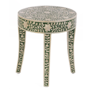 Tabouret en os incrusté fait main avec coussin floral, chaise de coiffeuse, tabouret en nacre, pouf d'appoint, meuble pour chambre et salon - Product Image 2
