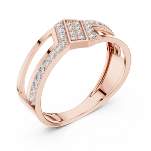 Anillo de banda dividida con diamantes geométricos cultivados en laboratorio, oro rosa de 18 quilates, chapado en rodio, de lujo, para boda, compromiso, regalo, uso diario en la oficina, para hombre - Product Image 4