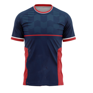 Maillot de football à col rond pour homme, manches courtes, imprimé géométrique, polyester respirant, vêtements de sport, coupe classique, adulte, toutes saisons - Product Image 1