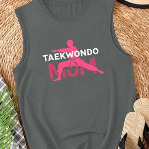 TAEKWONDO MOM with Silhouette <b>Women's</b> Casual <b>Knitted</b> <b>tank</b> <b>Tops</b> Front logo - Product Image 2