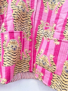 Wholesale Manufacture Indian Handmade Quilted Cotton Bomber Jacket <b>Vintage</b> Kantha Reversible Hooded Animal Print Eco-Friendly - Product Image 6