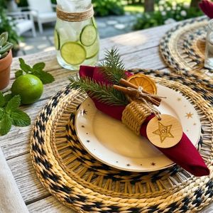<b>Round</b> Seagrass Placemat Set – Handwoven Bohemian Table Decor <b>Mats</b> Wholesale - Product Image 1