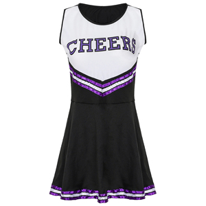 Ensemble deux pièces de cheerleading violet avec détails en strass, haut de cheerleading personnalisé de haute qualité - Product Image 3
