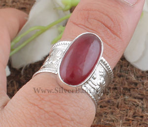 Anillo de Plata de Ley 925 con Bisel de Jade Rojo Natural, Hecho a Mano, Estilo Sólido Rojo, Anillo de Dedo Unisex, Joyería con Piedras Preciosas - Product Image 2