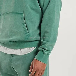 Custom Embroidered Hoodies Plain <b>Pullover</b> <b>Men</b> Distressed Rhinestone Acid Wash Logo 100% Cotton Anti-Pilling Regular Fit Autumn - Product Image 3