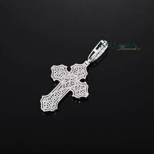 <b>Cross</b> <b>Pendant</b> 925 <b>Silver</b> Rhodium Plated & 18K Gold Plated Hip Hop Moissanite Round Brilliant Cut Unisex Everyday Wear - Product Image 3